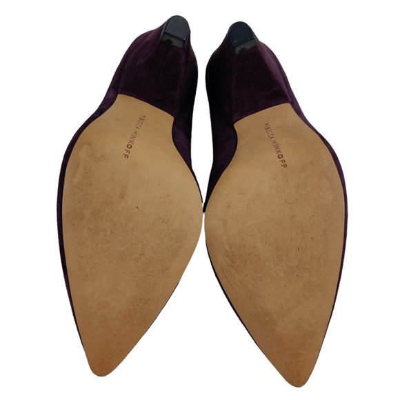 Rebecca Minkoff Zuria Plum Purple Suede Block Heels Pointed Toe Slip-on - Picture 9 of 13